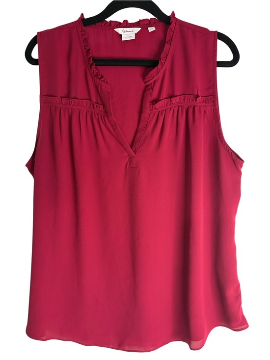 Reitmans Tops - Reitmans The Relaxed Blouse Burgundy Ruffle Sleeveless Top L
